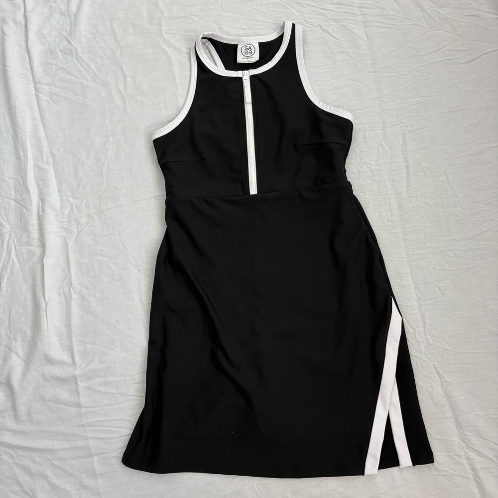 Sporty Black and White Mini Dress with Built in Shorts